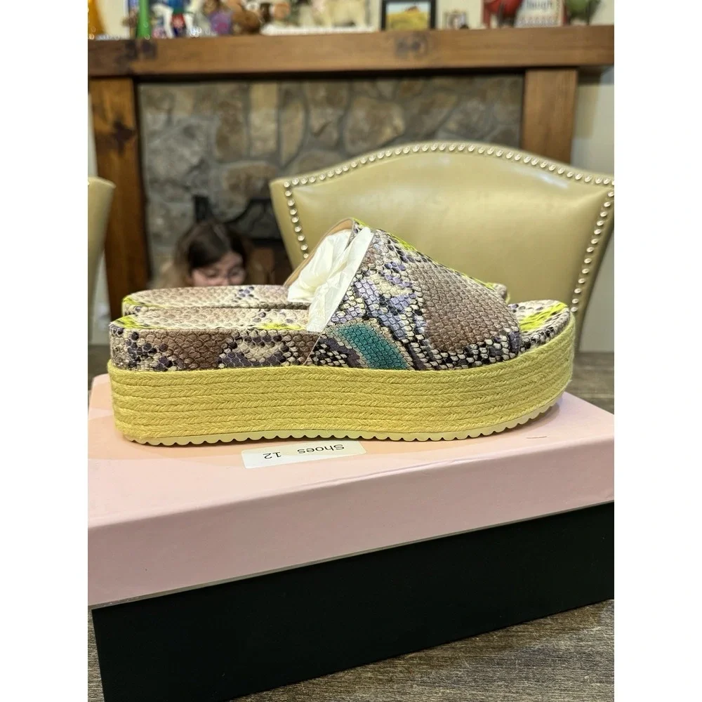 kate spade Zia Espadrille Platform‎ Sandal Snake Print Leather Slide Size 11